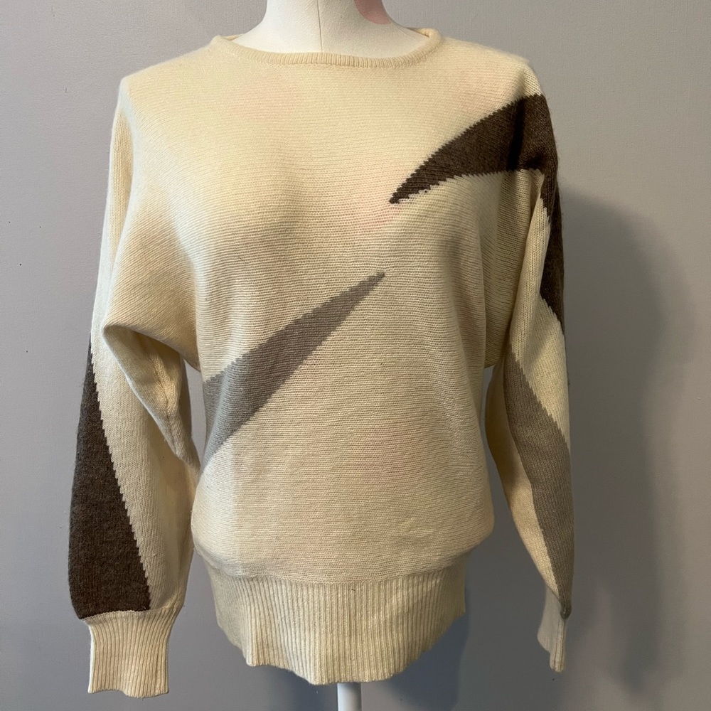 Vintage 1970’s Christian Dior Angora and Wool sweater. Abstract Geometric design